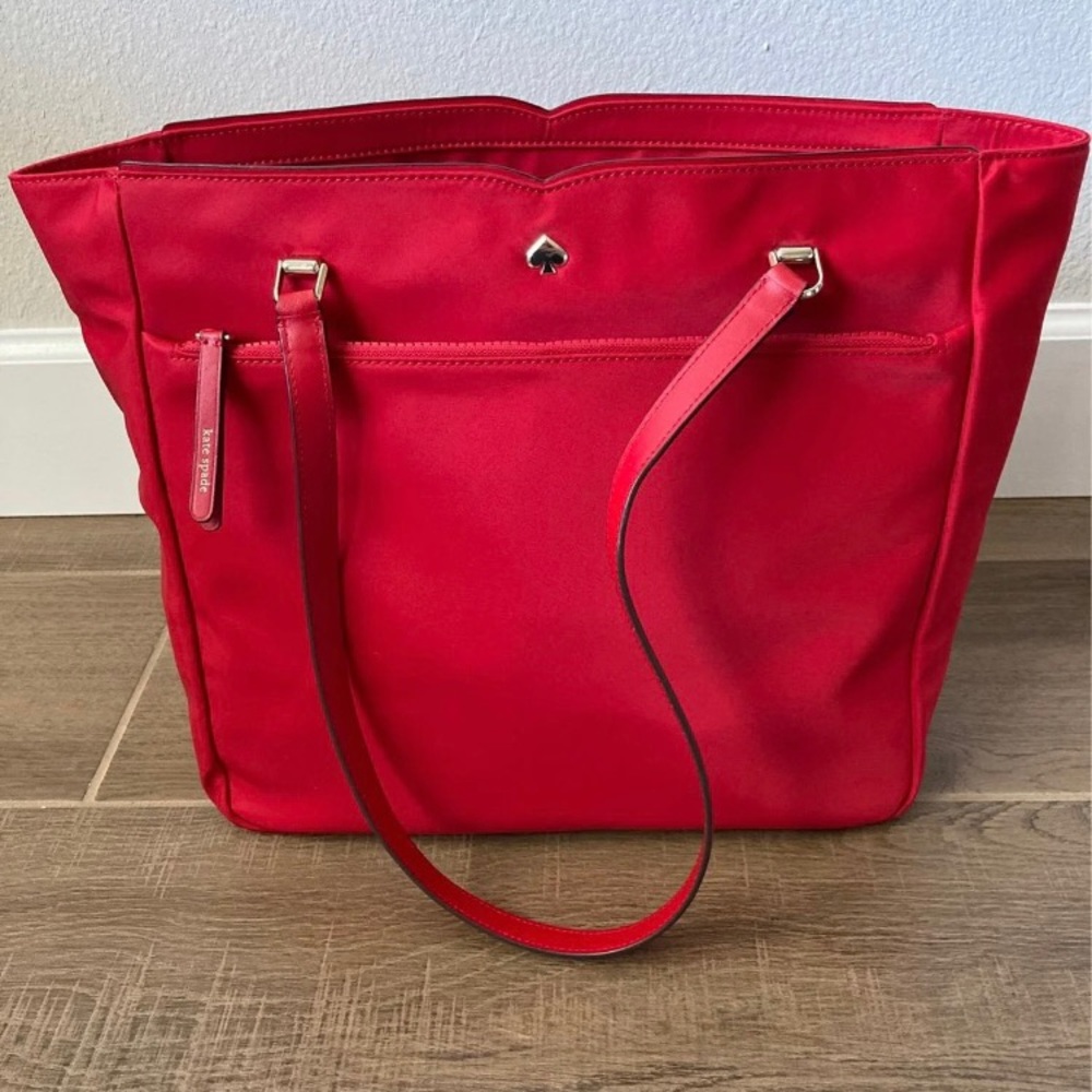 NEW Kate Spade Tote Purse Jae Red Beach Pool Canvas Zipper Large Bag w/o Tags